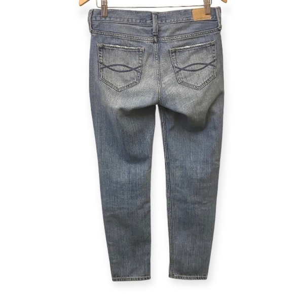 Abercrombie Sz 00 Ripped Front Boyfriend Jeans Mid Rise Distressed Non-Stretch - Picture 4 of 14